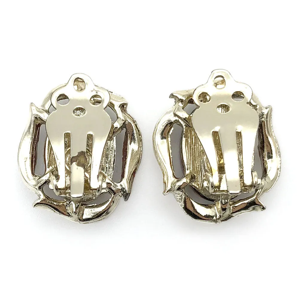 【カナダ輸入】ヴィンテージ  アンバー ルーサイト イヤリング/Vintage Amber Confetti Lucite Clip On Earrings