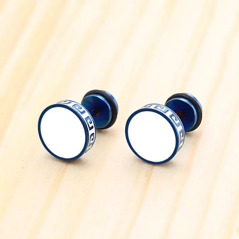 1 Piecs High Grade Round Shape Vintage Stud Earrings for Men Women Unisex Trendy Titanium steel Party  Ear Jewelry Gift