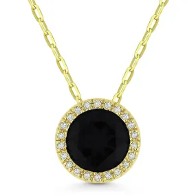1.11ct Black Onyx 16"Pendant Necklace in 14K Yellow Gold