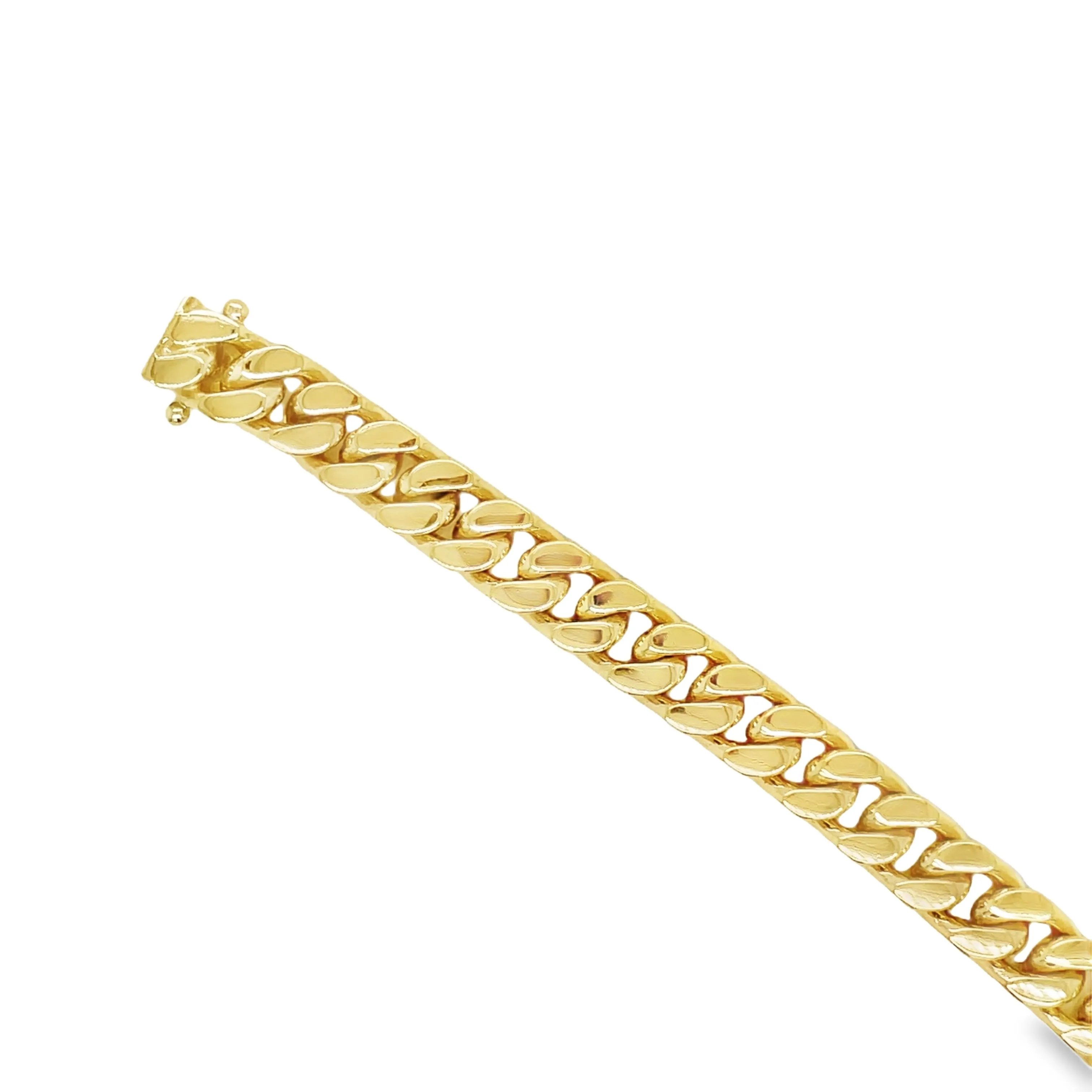 14K Cuban Curb Link Yellow Gold Bracelet 30.