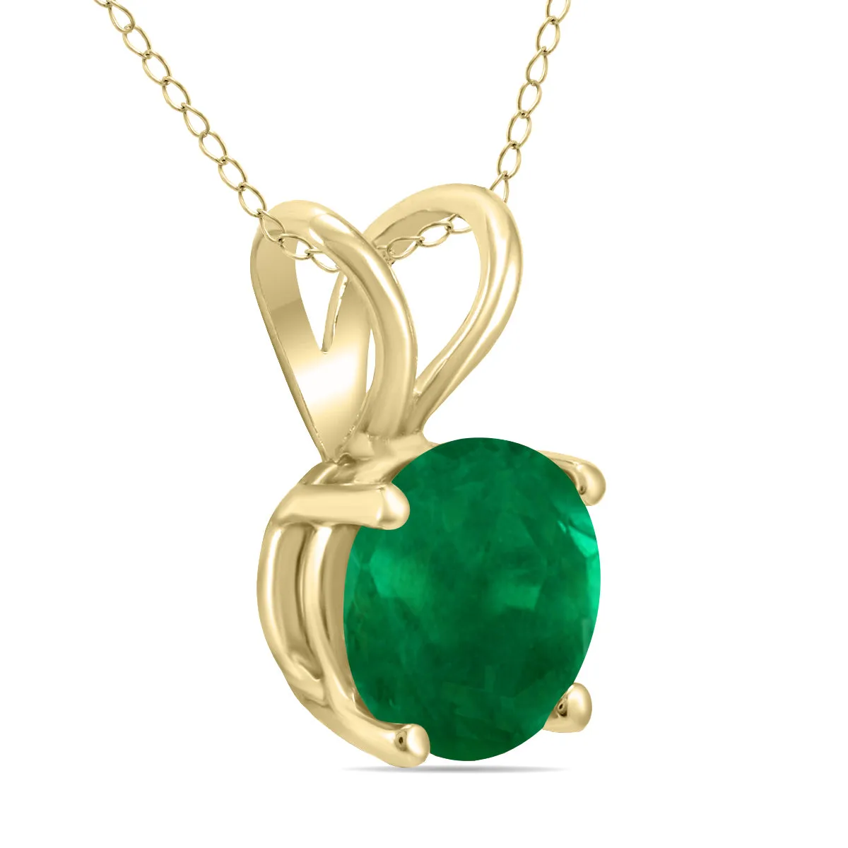 14K Yellow Gold 4Mm Round Emerald Pendant