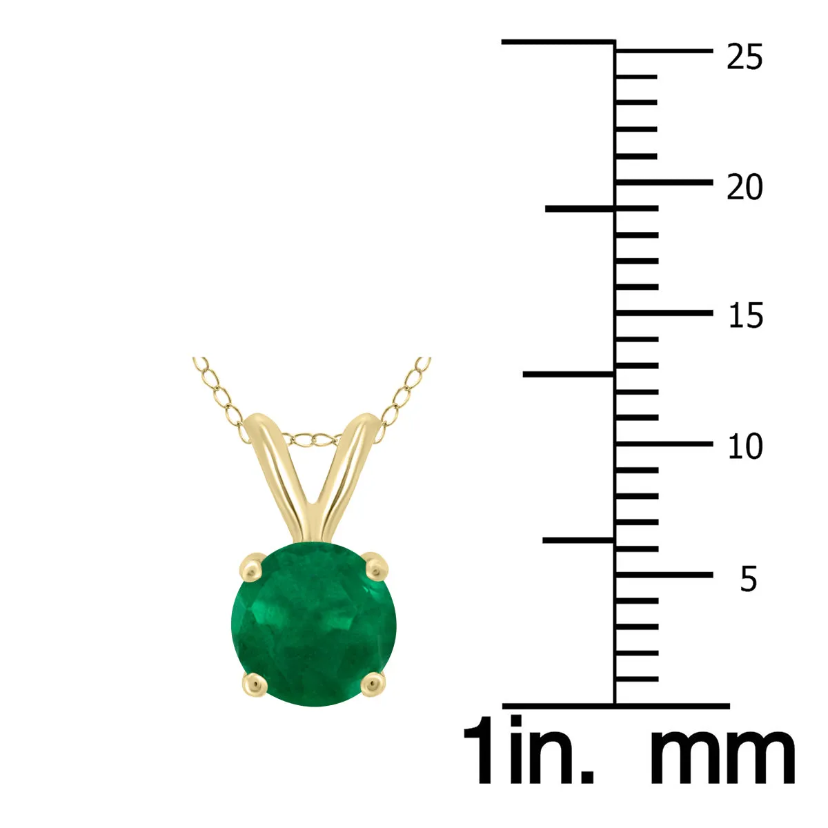 14K Yellow Gold 4Mm Round Emerald Pendant