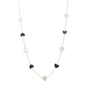 14K Yellow Gold Fashion Hearts Necklace with Black Onyx and Mother Pearl 14K Yellow Gold Fashion Hearts Necklace with Red Stones Necklace