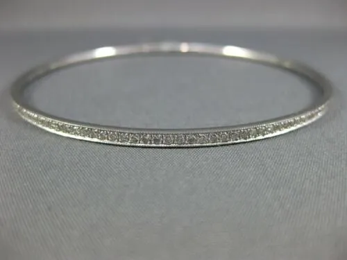 1.55CT DIAMOND 18K WHITE GOLD ROUND INFINITY MILGRAIN ETERNITY BANGLE BRACELET