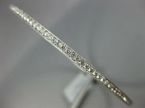 1.55CT DIAMOND 18K WHITE GOLD ROUND INFINITY MILGRAIN ETERNITY BANGLE BRACELET