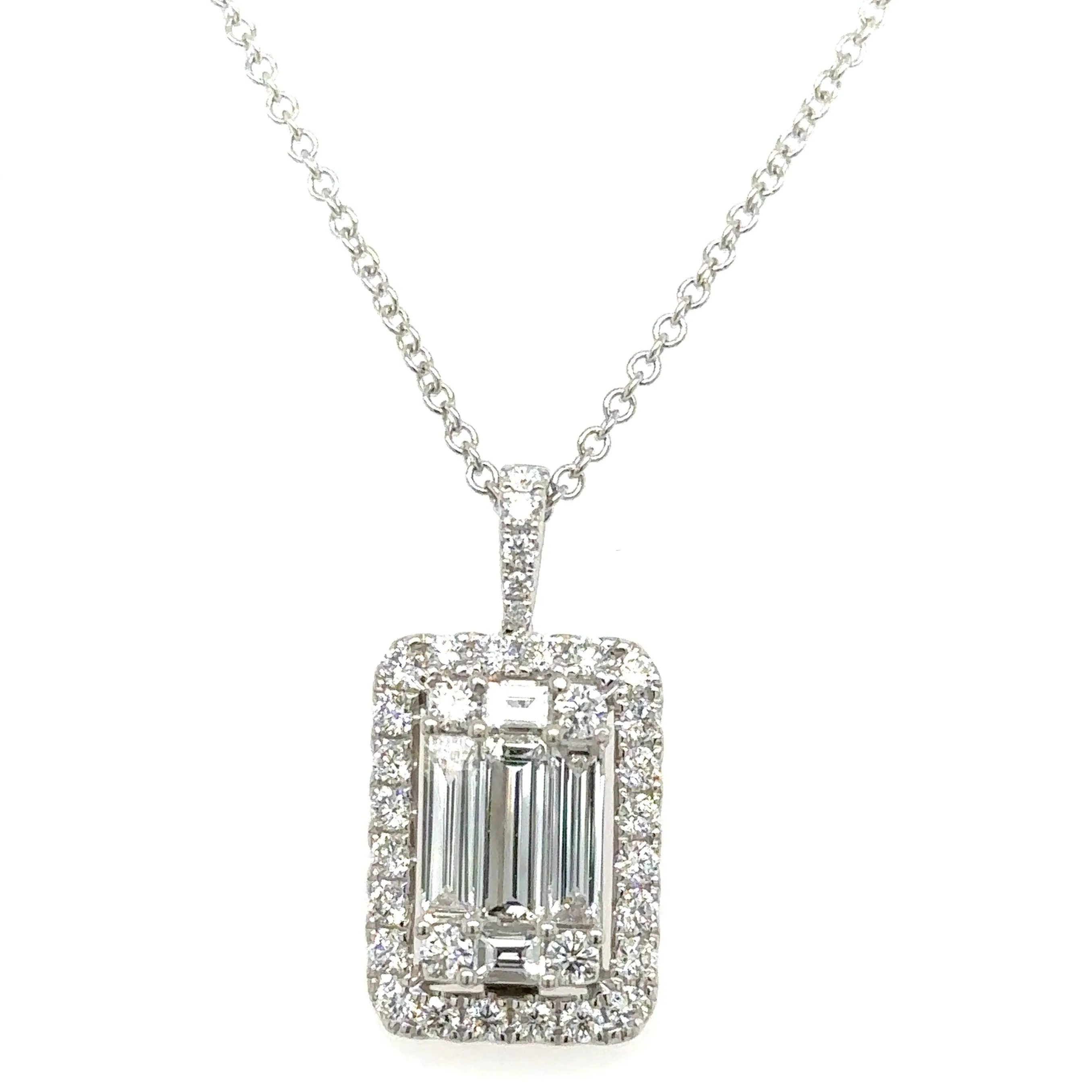 1.58ct tw Diamond Emerald Cut Invisible-set Pendant Necklace