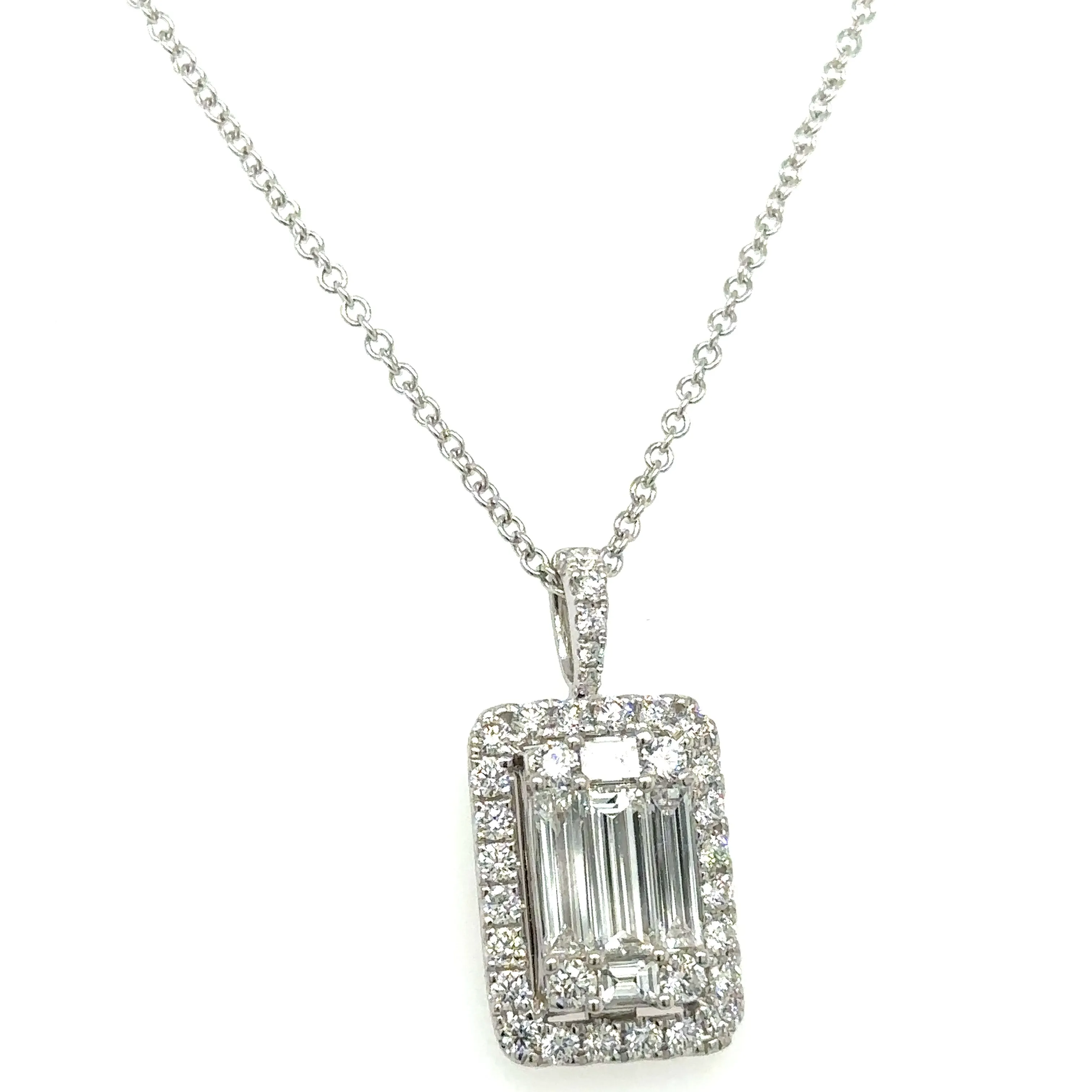 1.58ct tw Diamond Emerald Cut Invisible-set Pendant Necklace