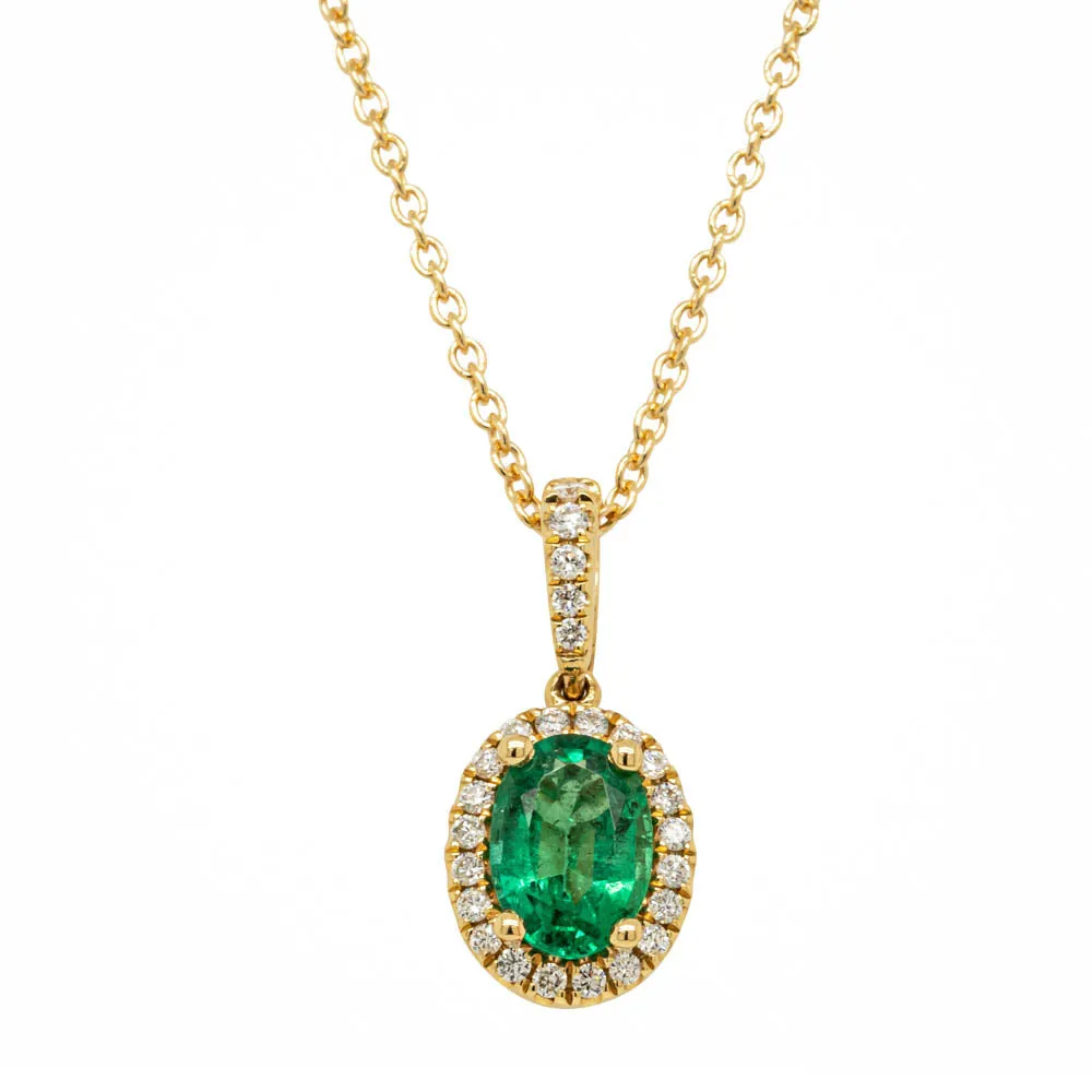 18ct Yellow Gold Emerald & Diamond Mini Sierra Pendant