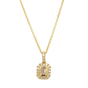18ct Yellow Gold Emerald Cut Diamond Pendant