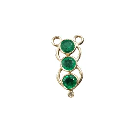 18k Gold 3 Stone Zambian Emerald Pendant