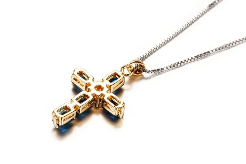 18K Gold Color Cross Drop Statement Necklace