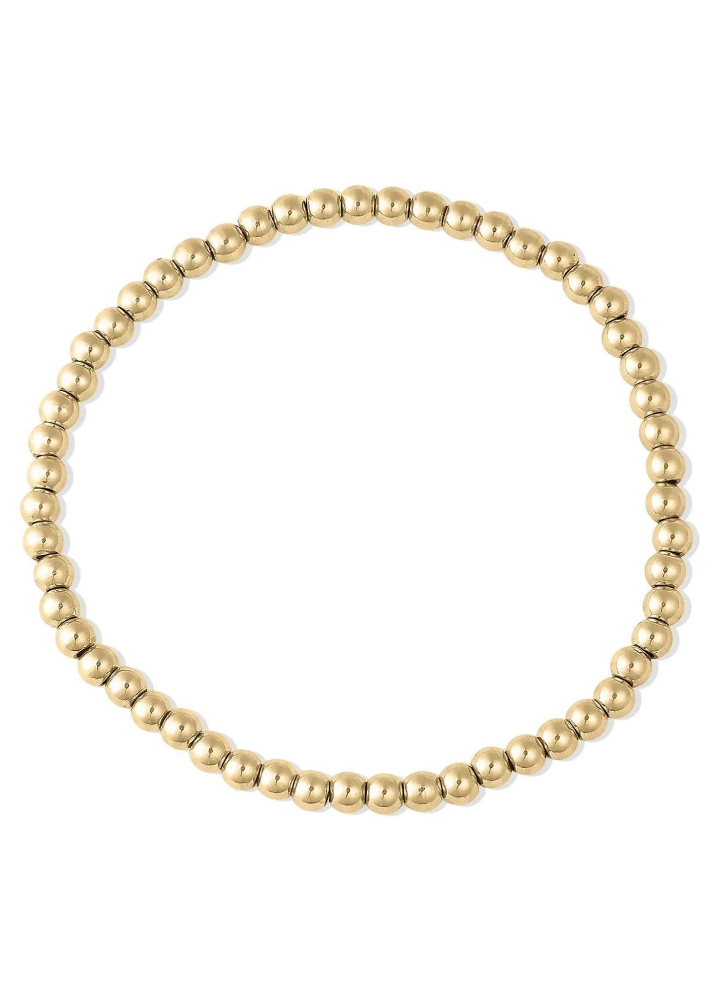 18K Gold PVD Coated Stainless Steel Beaded Stretch Bracelet