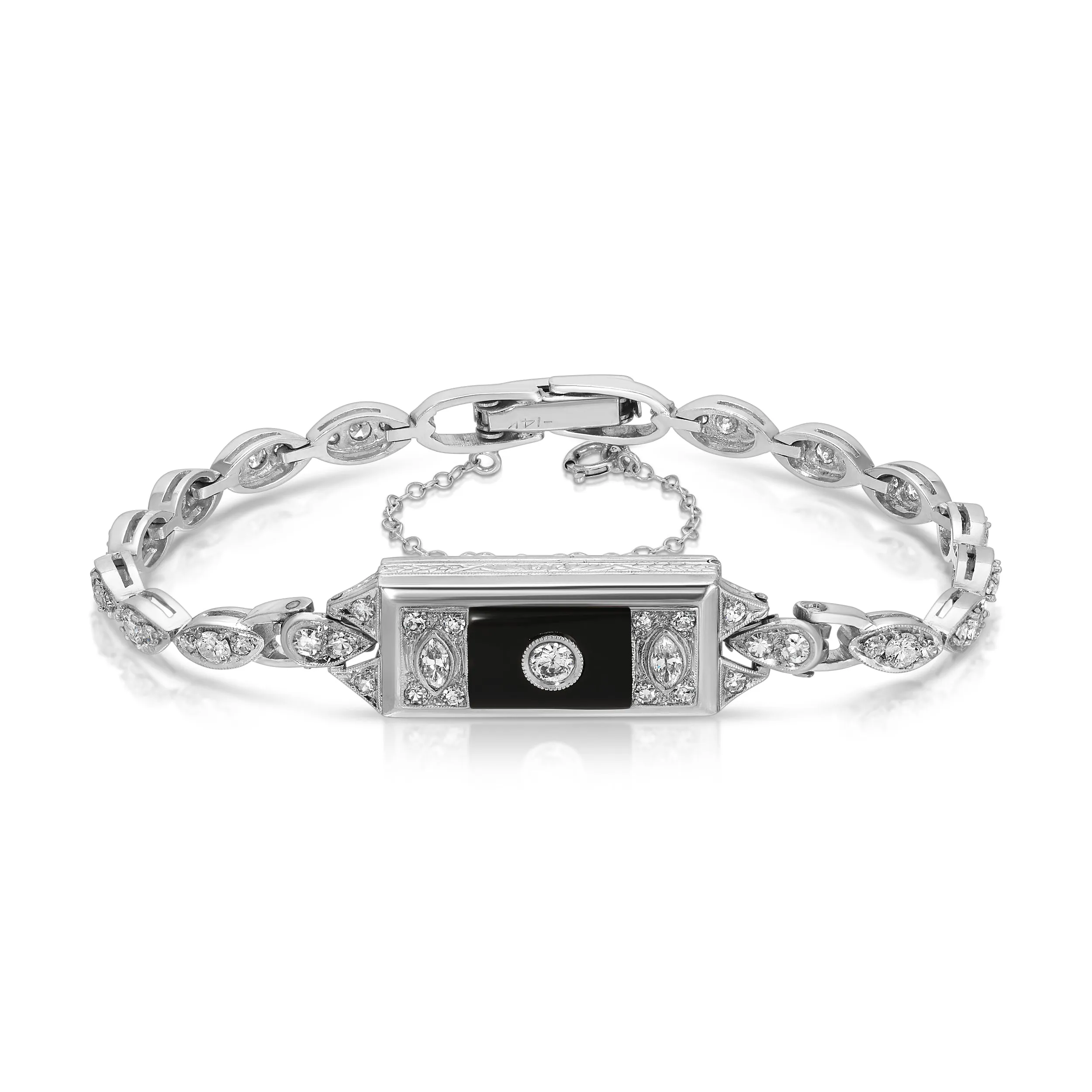 1940s Estate Diamond Onyx Bracelet