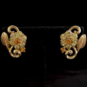 1950s Coro Rhinestone Flower Earrings