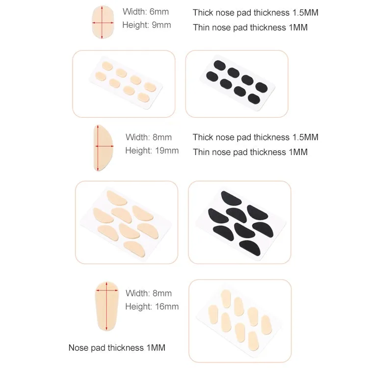 20 PCS Glasses Nose Strip Soft EVA Sponge Nose Mat Comfortable No Pressure Mark Does Not Remove Makeup Anti-Height Eye Frame Nose(Water Drops Skin Color 1.0mm)