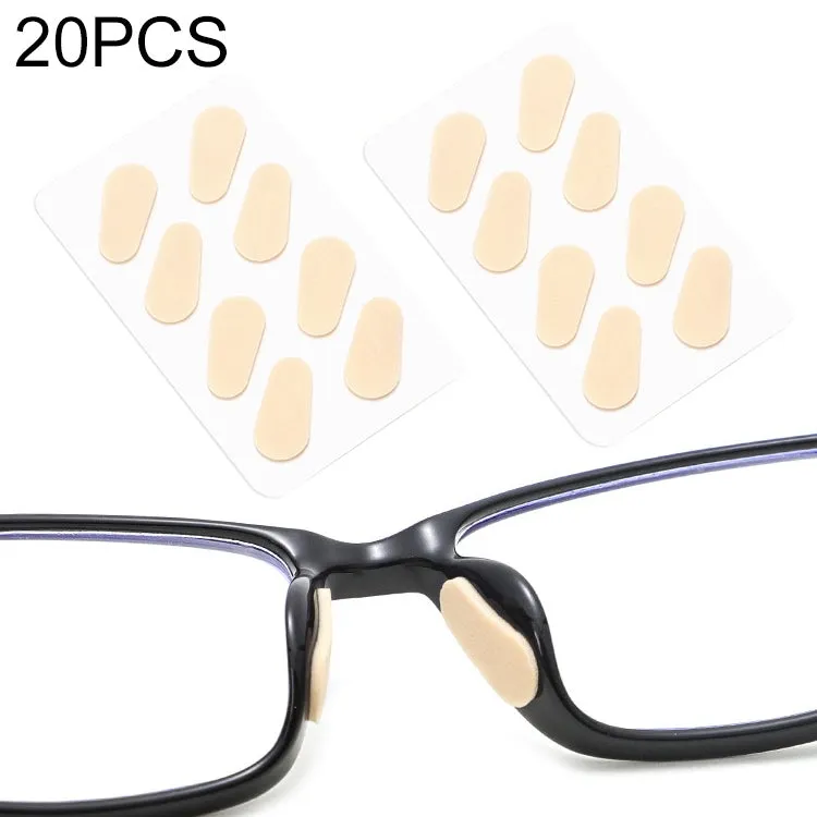 20 PCS Glasses Nose Strip Soft EVA Sponge Nose Mat Comfortable No Pressure Mark Does Not Remove Makeup Anti-Height Eye Frame Nose(Water Drops Skin Color 1.0mm)