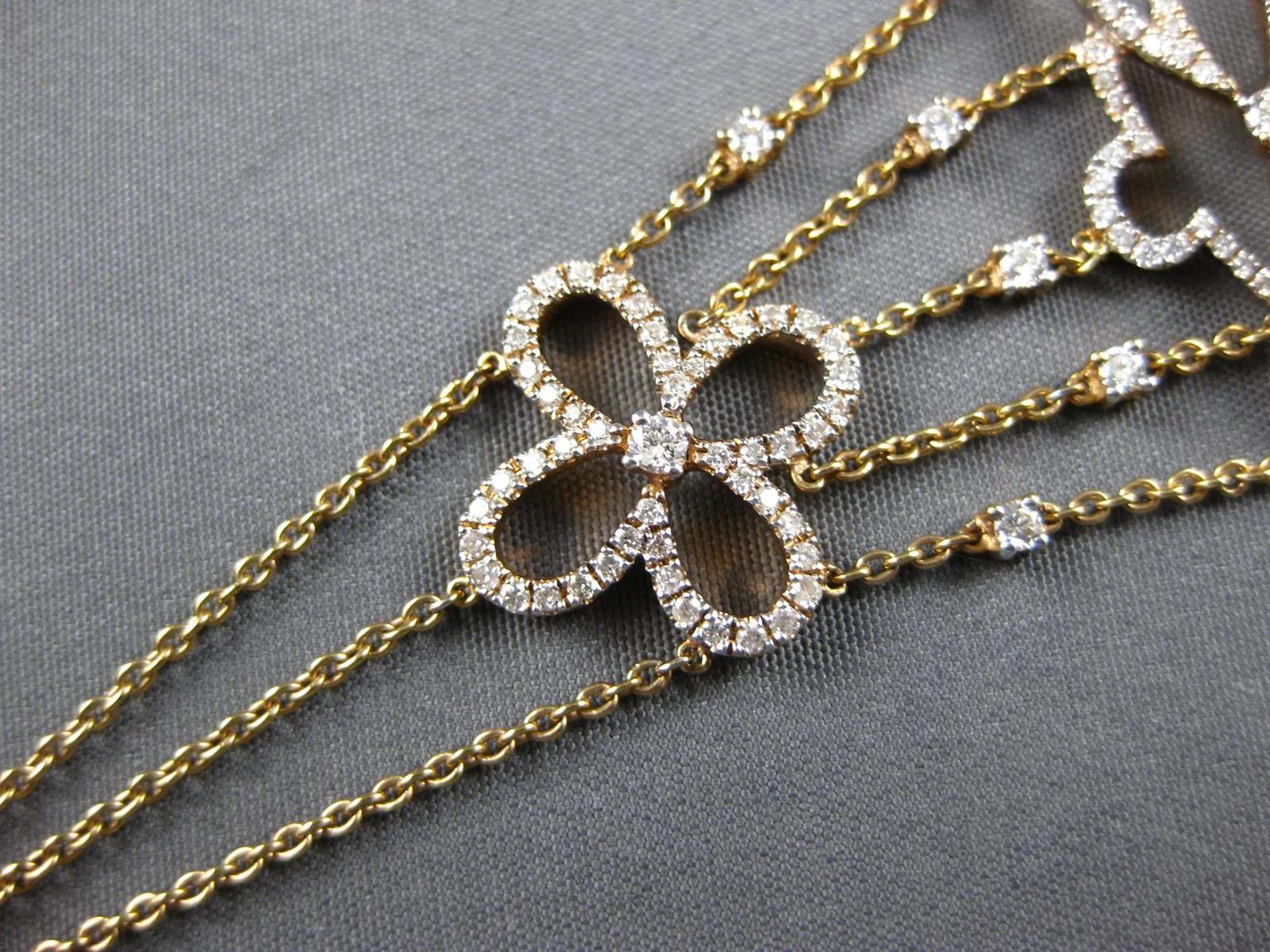 2.05CT DIAMOND 14K YELLOW GOLD MULTI FLOWER SQUARE FILIGREE BY THE YARD BRACELET