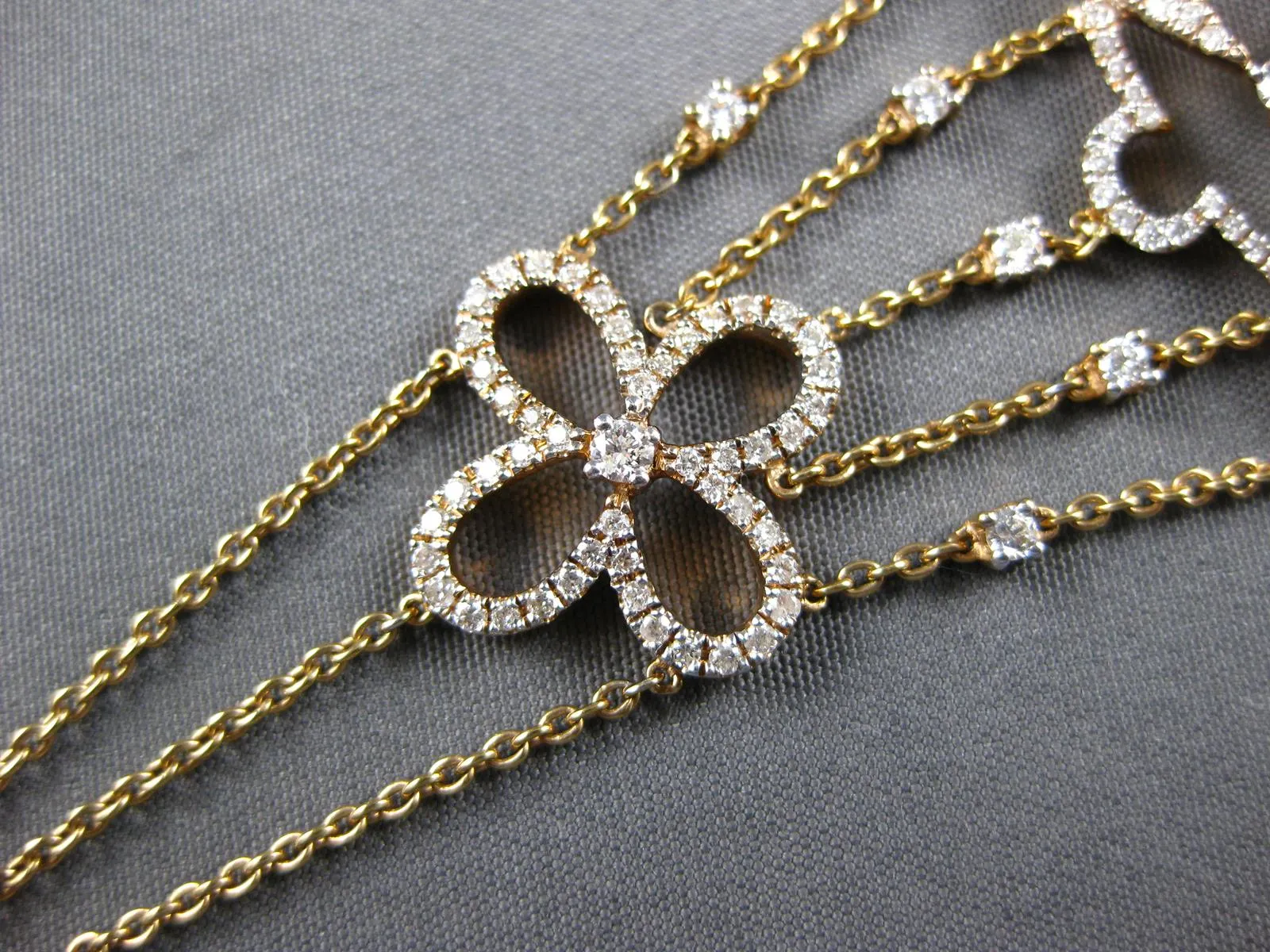2.05CT DIAMOND 14K YELLOW GOLD MULTI FLOWER SQUARE FILIGREE BY THE YARD BRACELET