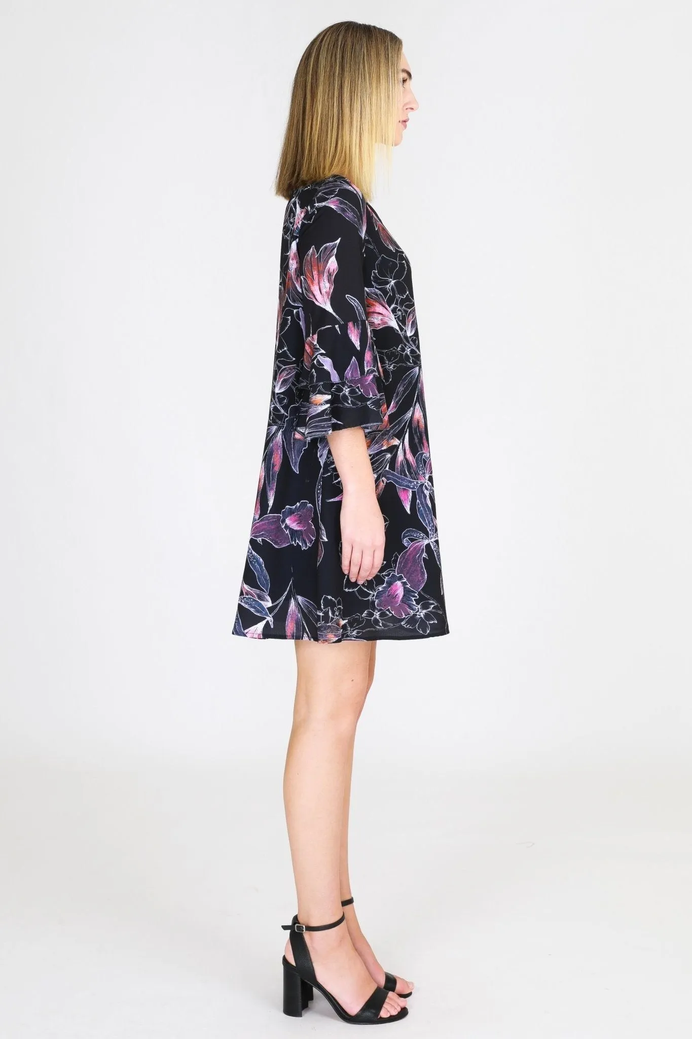 3rd Love Ruffle Sleeve Dress in Leaf Print