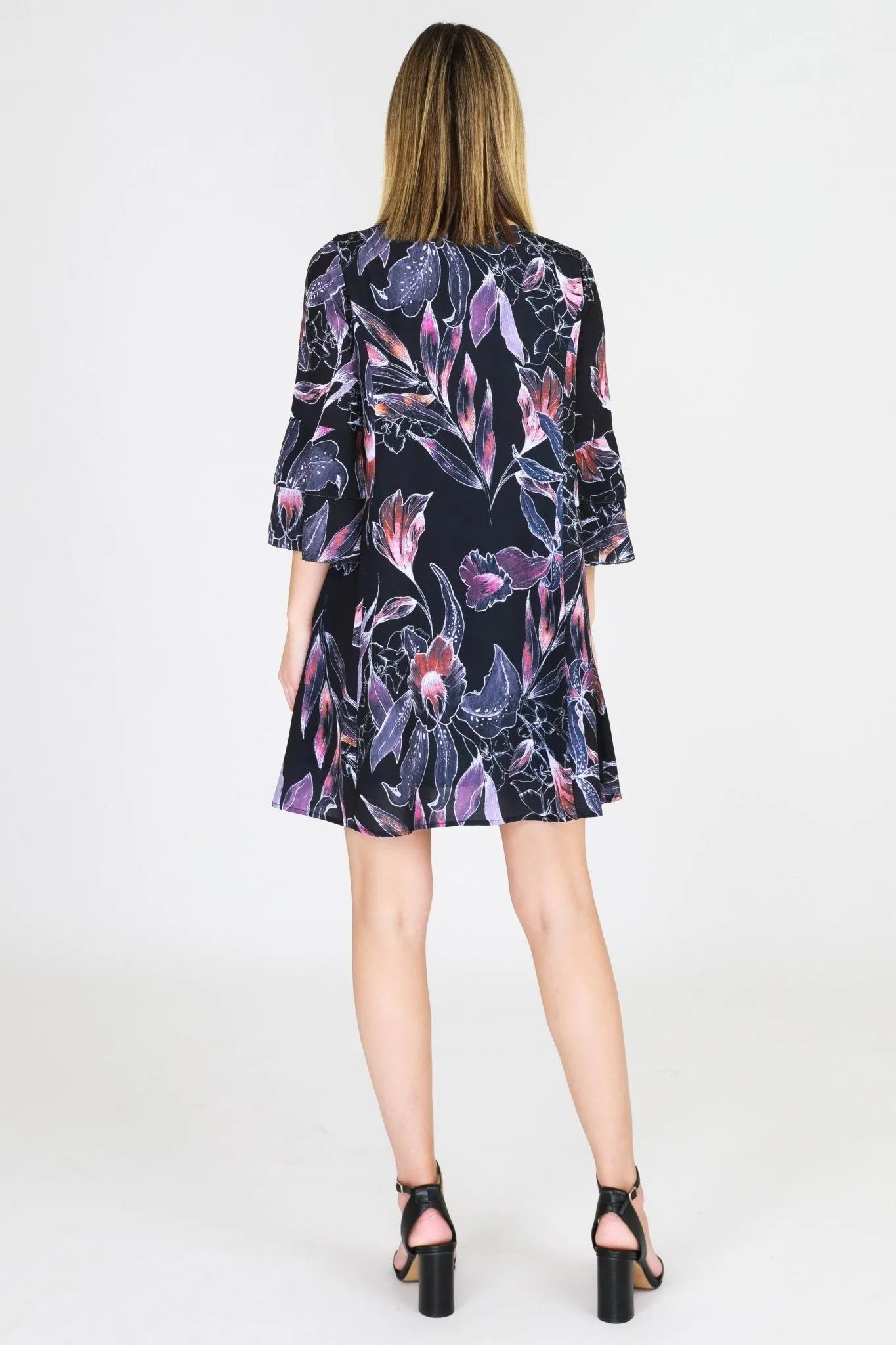 3rd Love Ruffle Sleeve Dress in Leaf Print