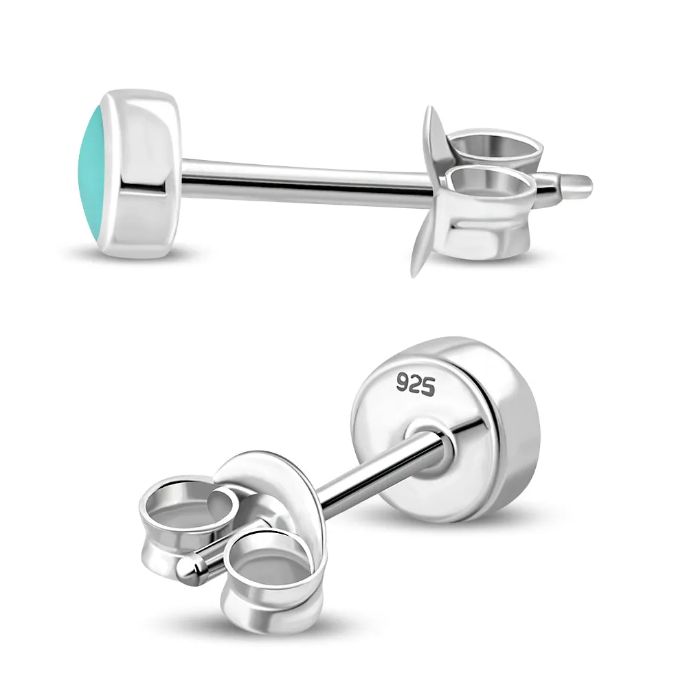 4.10mm | Turquoise Sterling Silver Stud Earrings