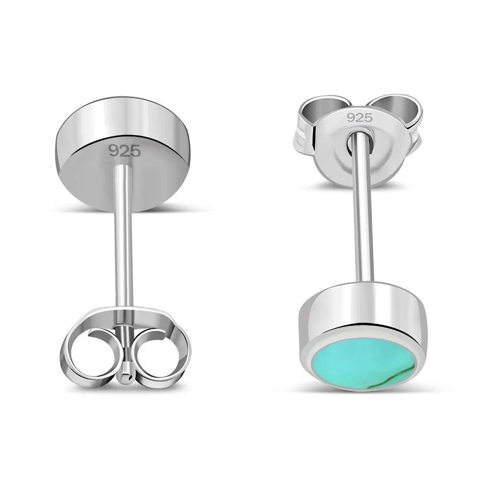 4.10mm | Turquoise Sterling Silver Stud Earrings