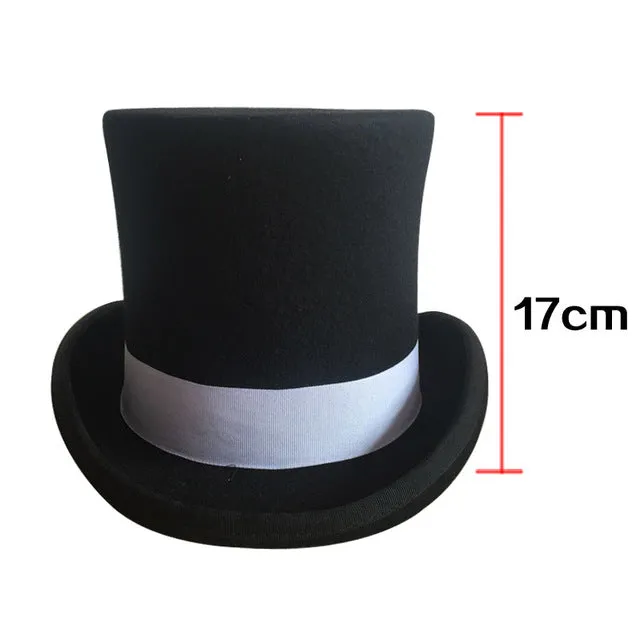4.5 inch and 7 inch  Wool Felt Top Hat with grey grosgrain/ Victorian Steampunk Hat / Cylinder Hat/ Stove pipe Hat /Topper