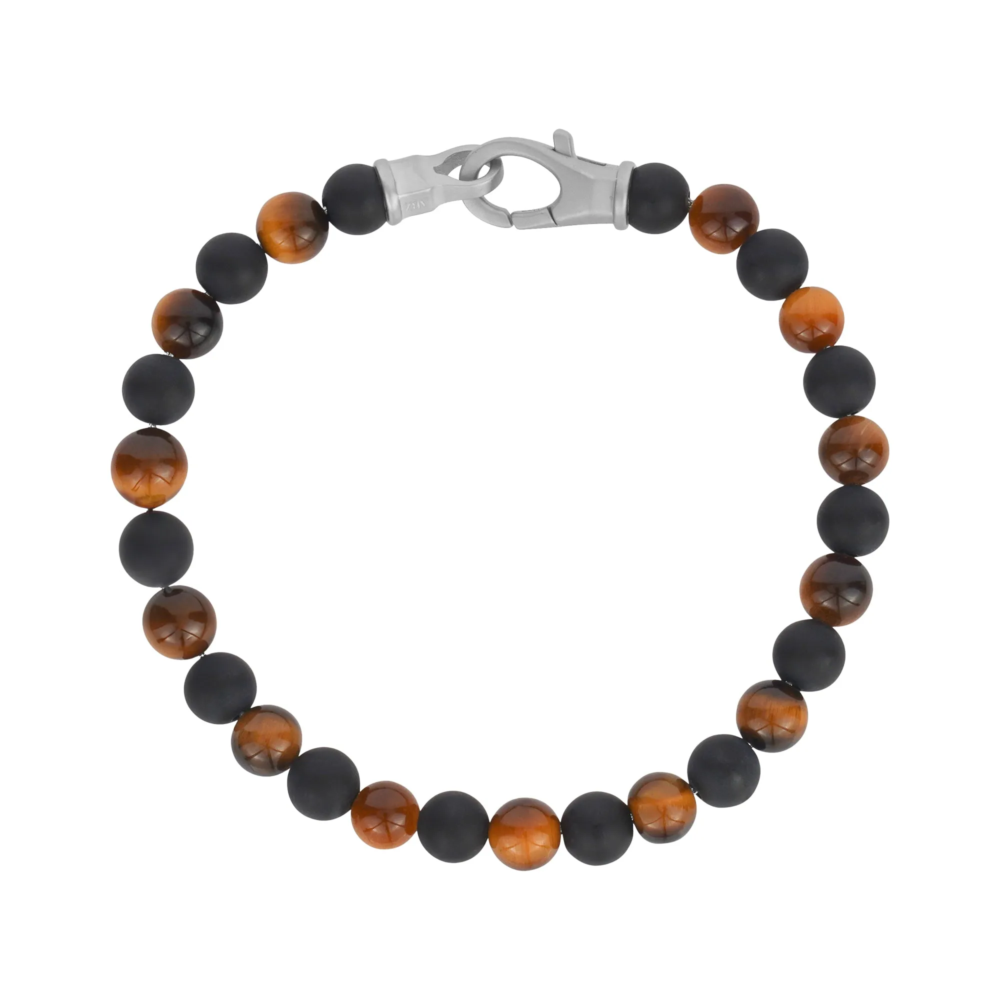 6mm Steel Clasp Black Brown Bead Bracelet