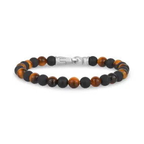 6mm Steel Clasp Black Brown Bead Bracelet