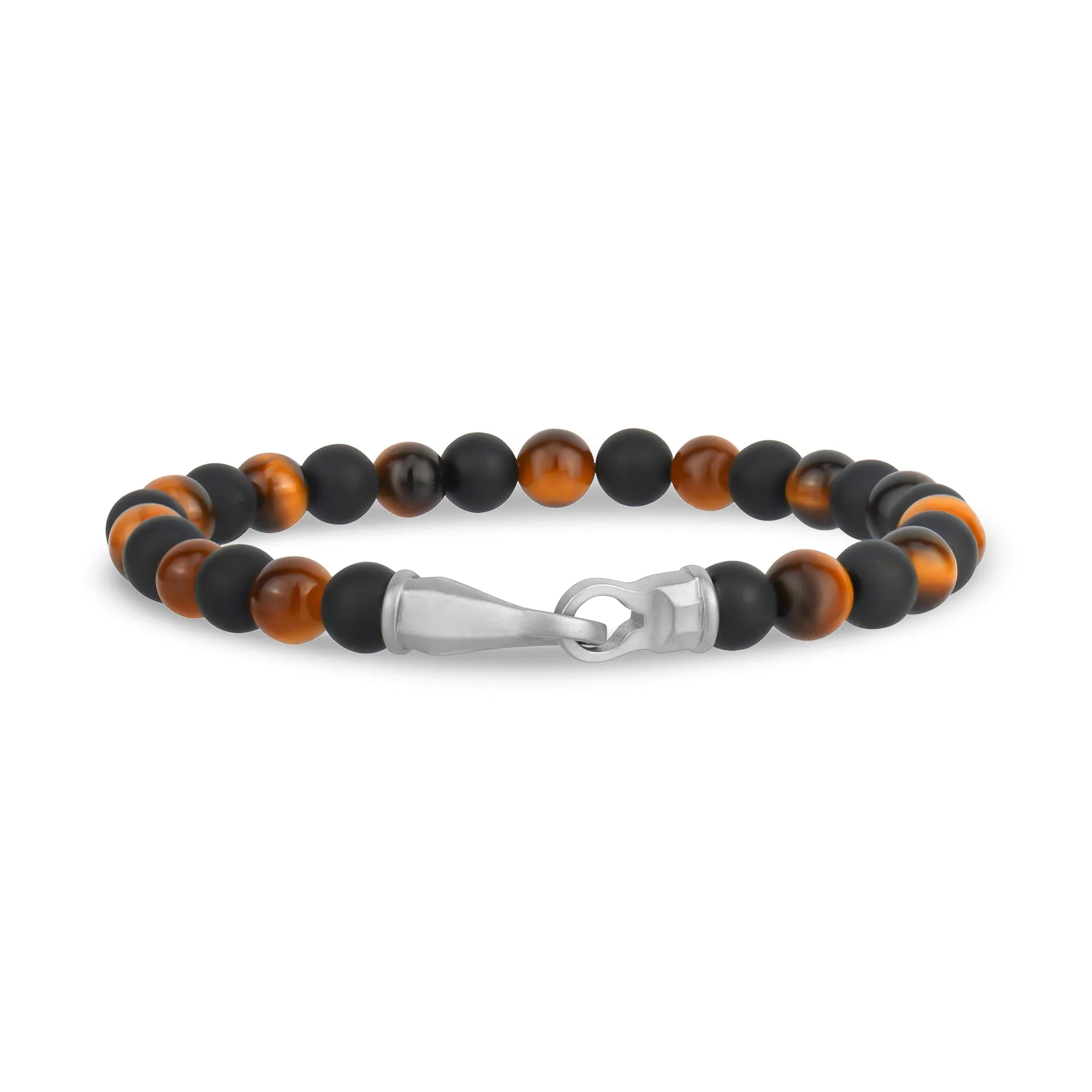6mm Steel Clasp Black Brown Bead Bracelet