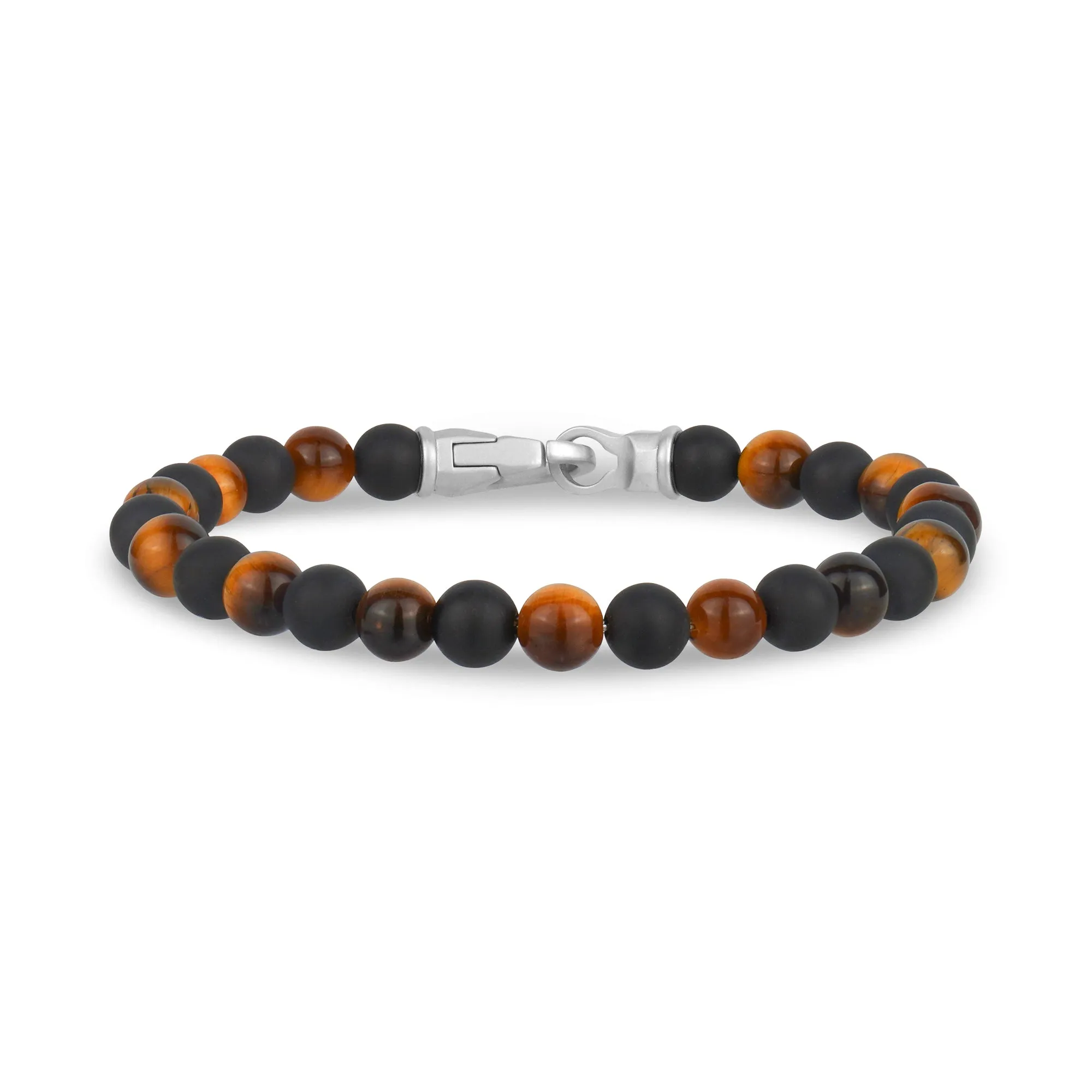 6mm Steel Clasp Black Brown Bead Bracelet