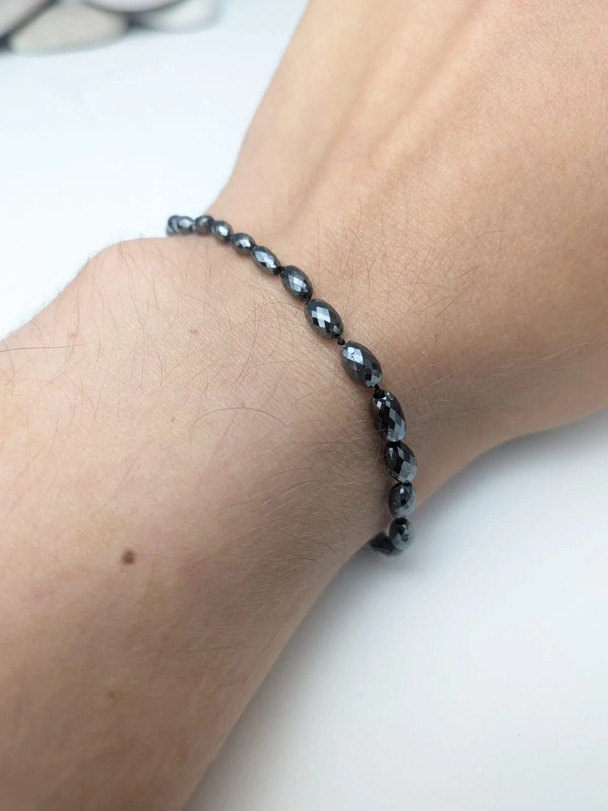 7.0mm X 3.5mm-8.5mm x 4.3mm Black Diamond Oval Bead Knotted Bracelet (18.0cts-24.80cts Tot. Dia. Wt.)