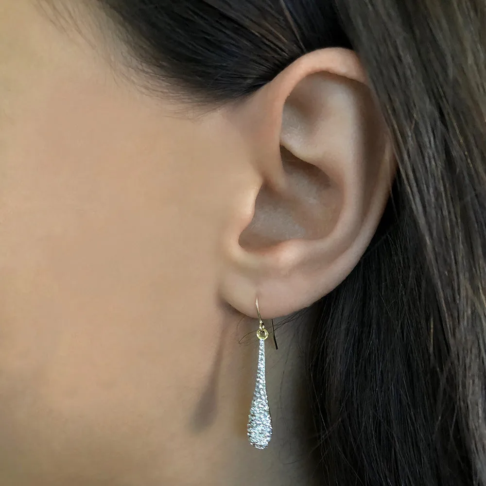 9ct Yellow Gold Silver Filled Crystal Long Drop Earrings