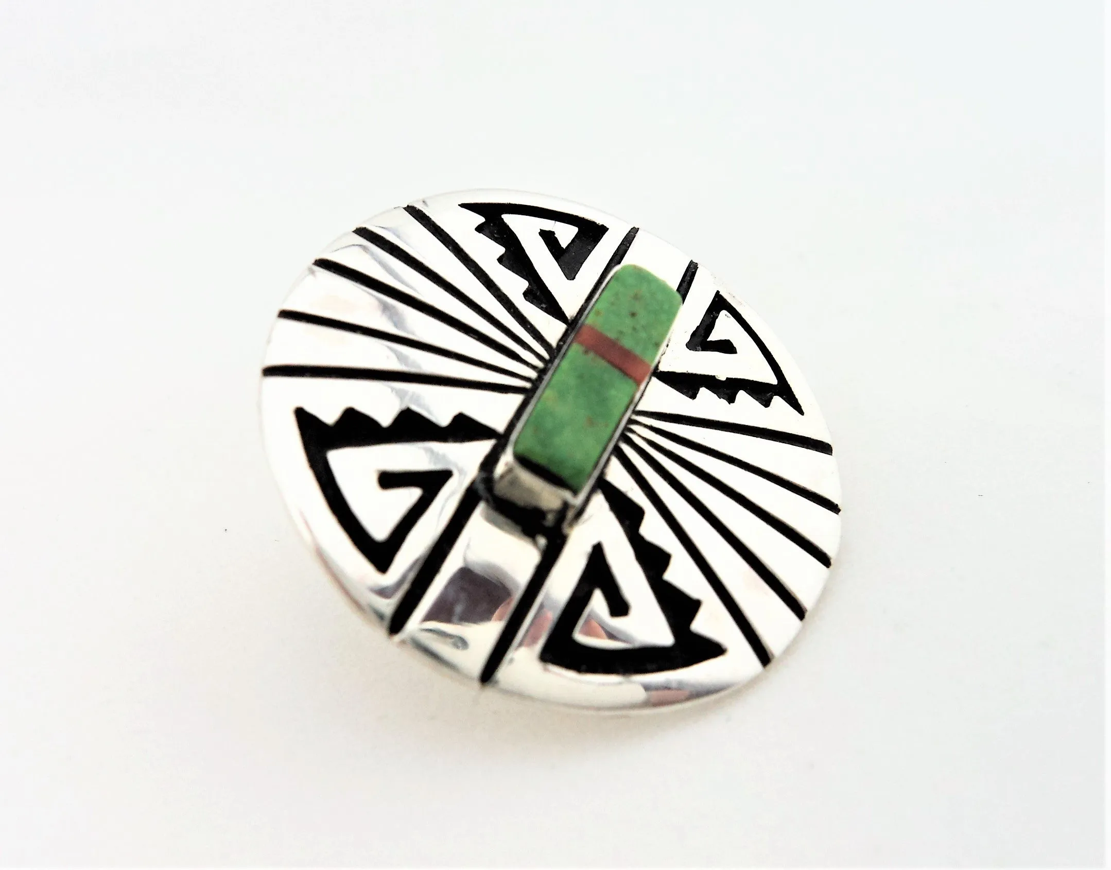 Abraham Begay Navajo Sterling Silver Overlay Earrings