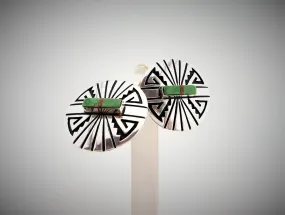 Abraham Begay Navajo Sterling Silver Overlay Earrings