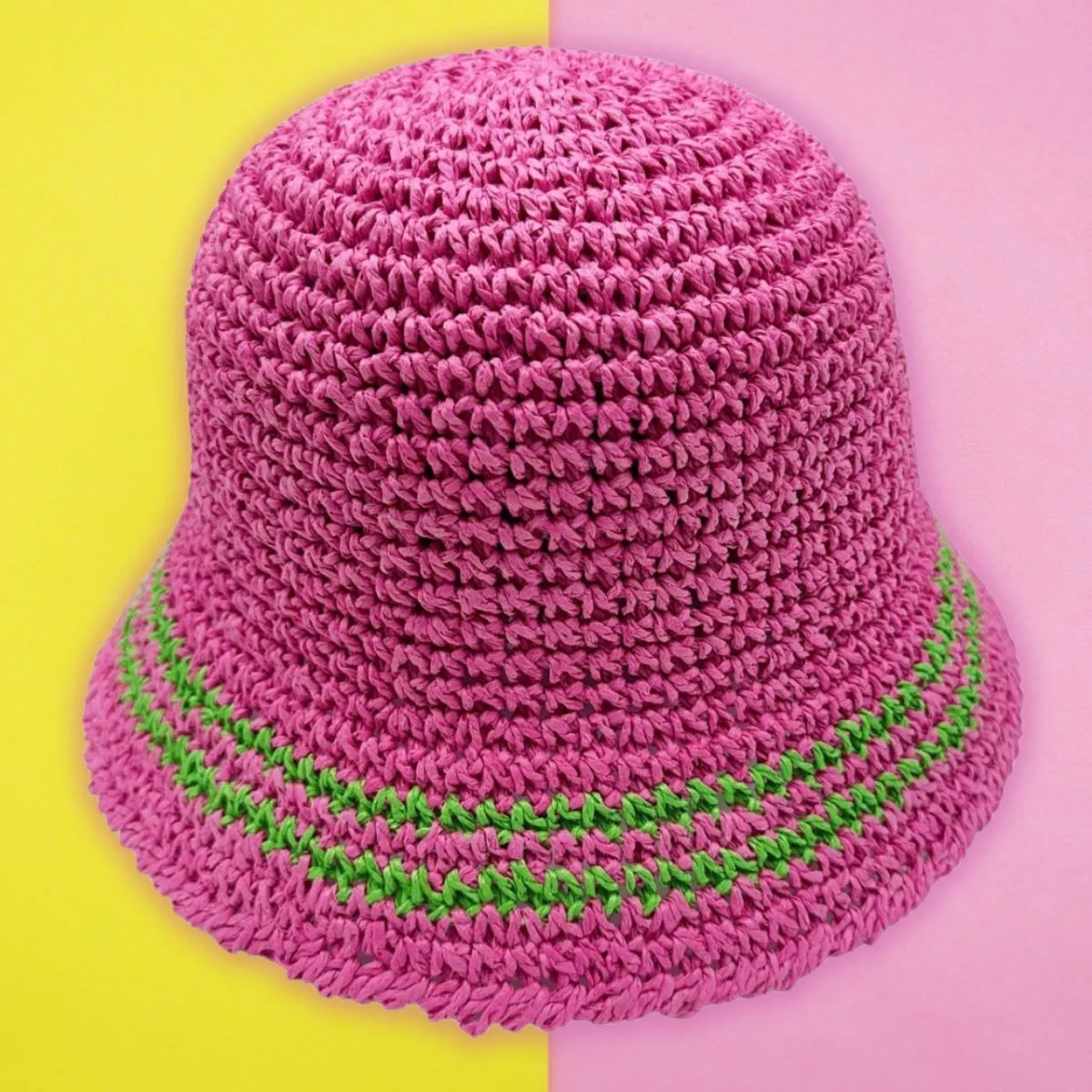Alpha Kappa Alpha Inspired AKA Bucket Hat Pink Green Stripe Straw