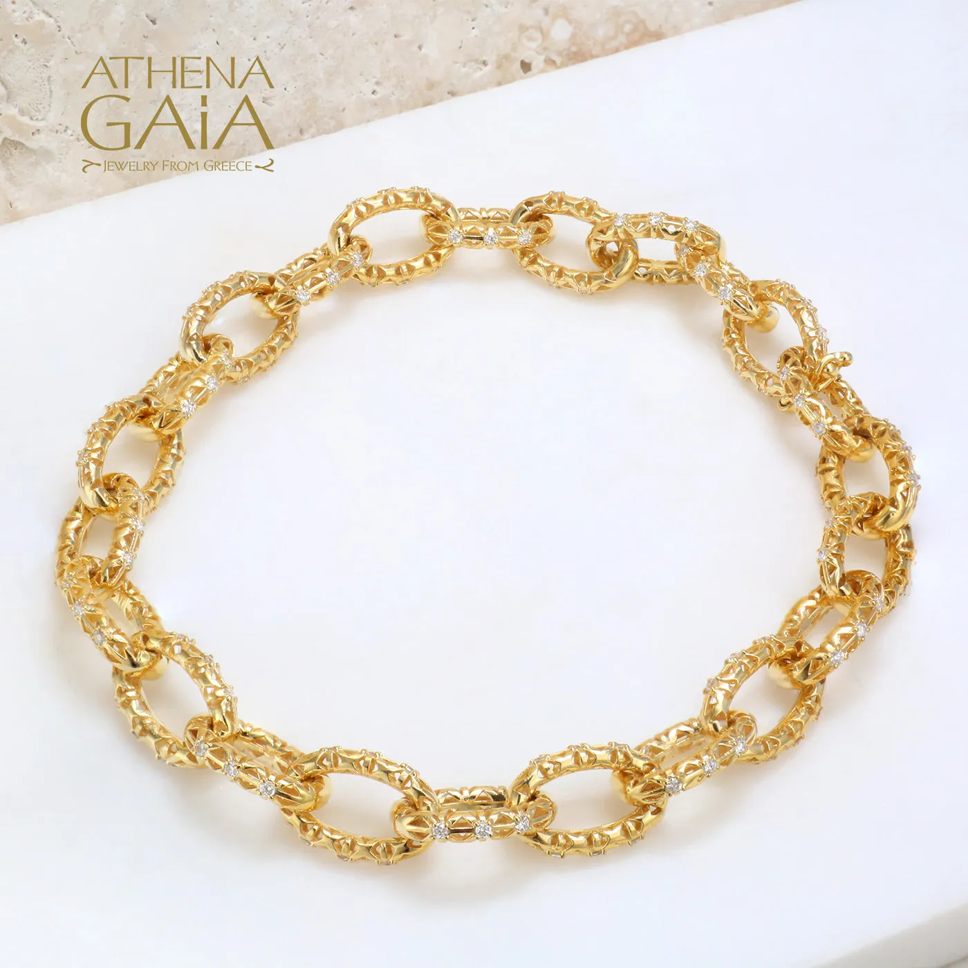 Alysis Oval Link 3 Diamond Filigree Bracelet