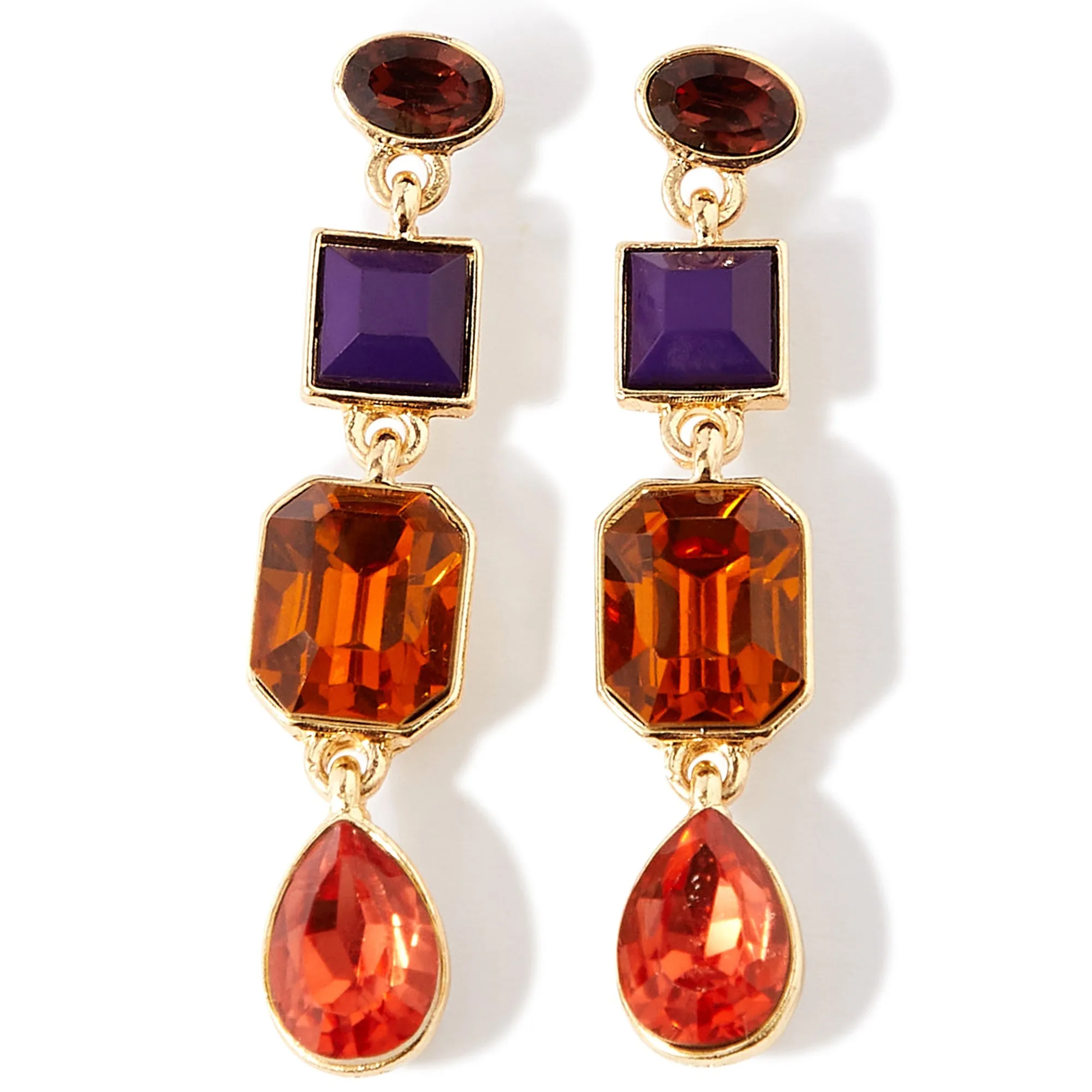 Amber Eclectic Stones Long Drop Earring