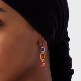 Amber Eclectic Stones Long Drop Earring
