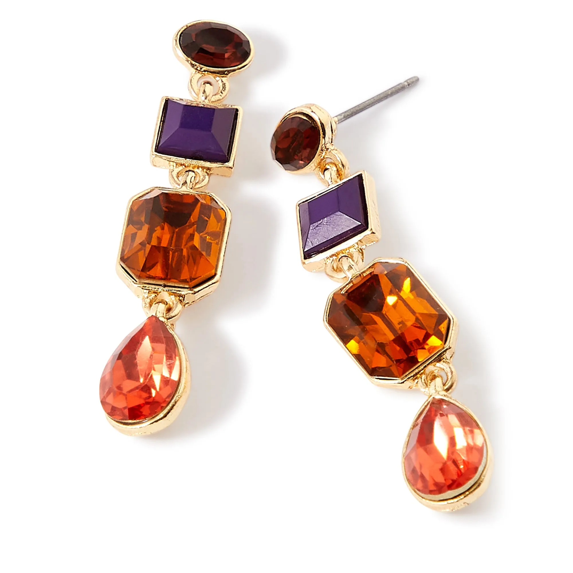 Amber Eclectic Stones Long Drop Earring