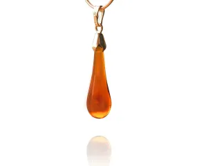 Amber Glass Drop Pendant Necklace