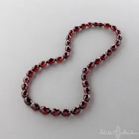 Amber necklace "Cherry round diamond"