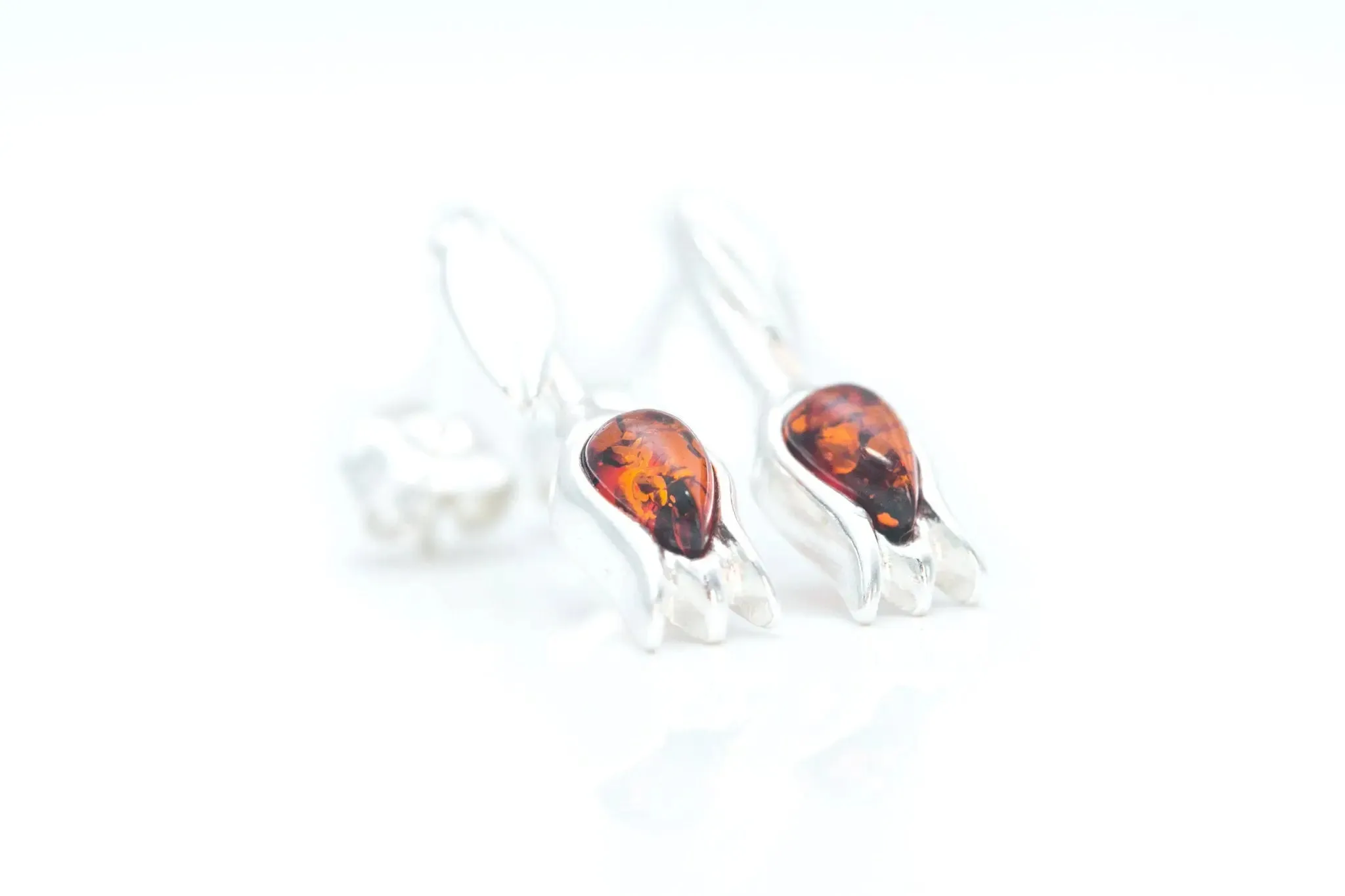 Amber Tulip Stud Earrings