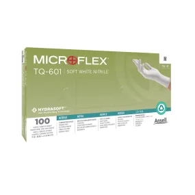 Ansell Microflex Soft White Powder-Free Nitrile Exam Gloves Glove Exam Nitrile Sft Wht Pfmed 100/Bx 10Bx/Cs