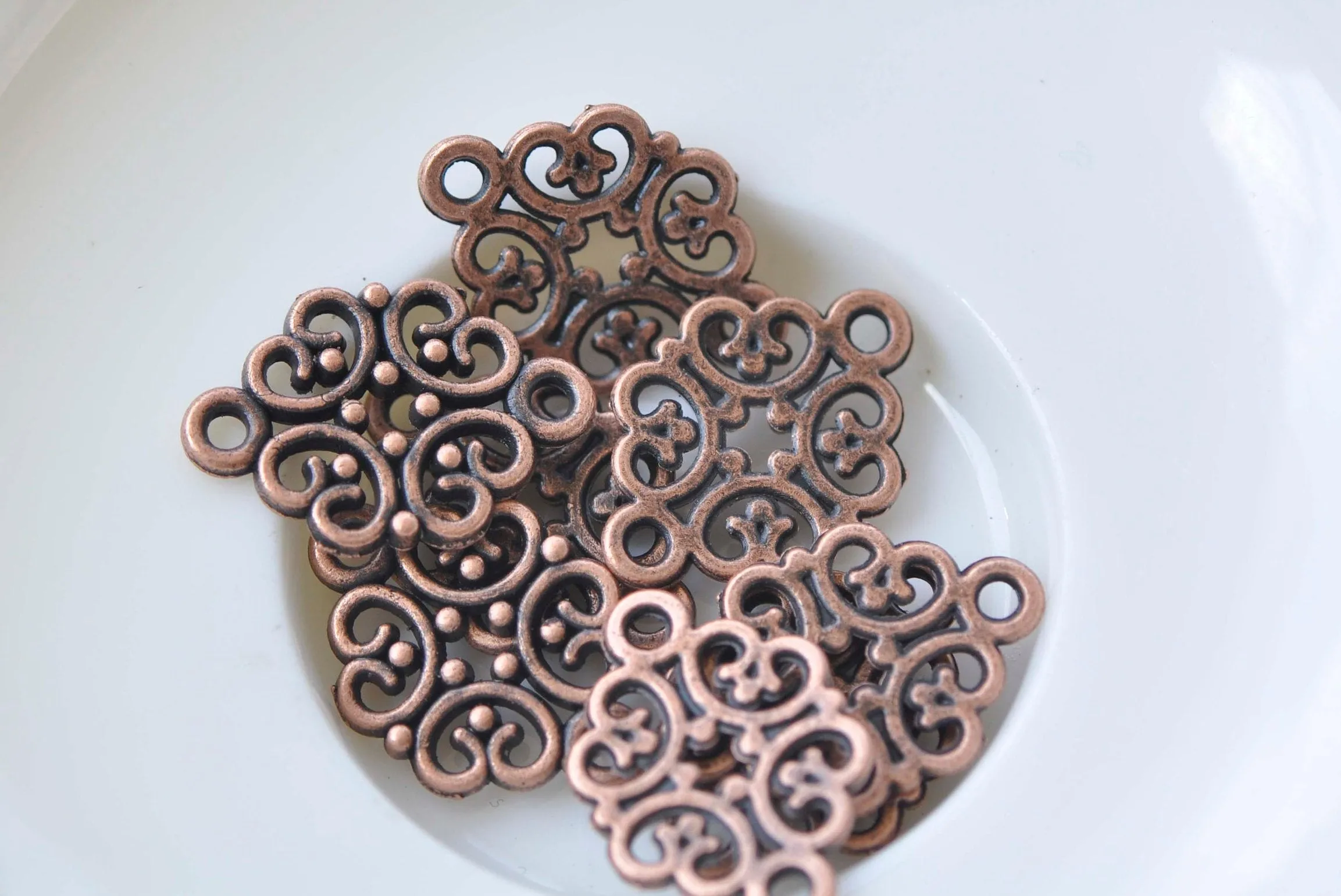 Antique Copper Filigree Connector 13x20mm Set of 30 A7518