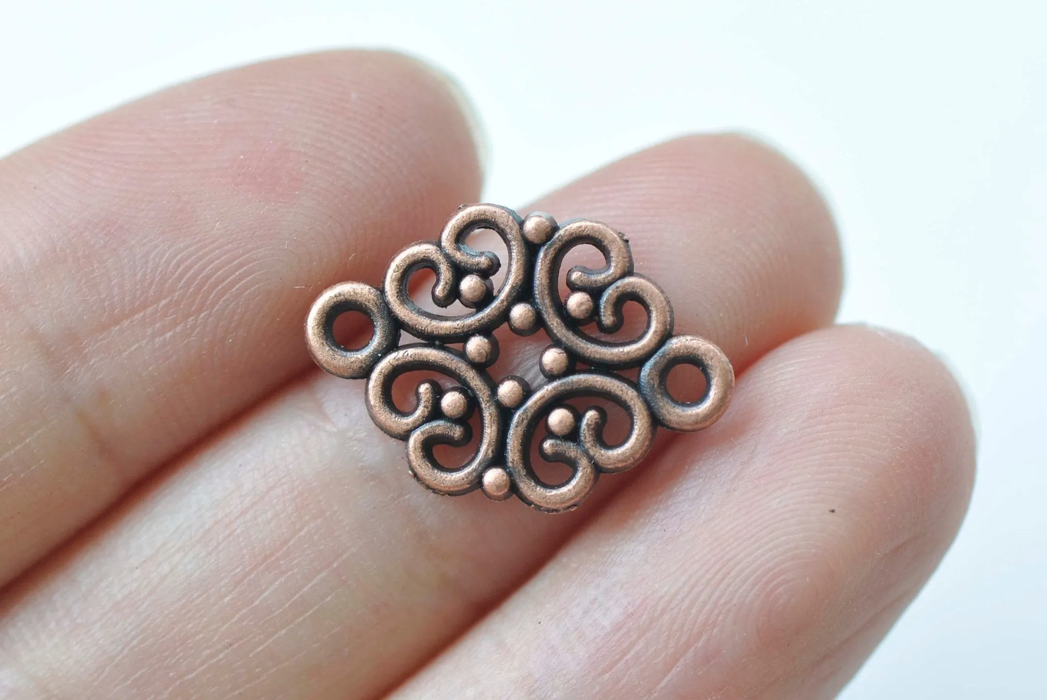 Antique Copper Filigree Connector 13x20mm Set of 30 A7518