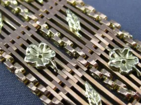 ANTIQUE WIDE 18KT YELLOW & ROSE GOLD HANDCRAFTED FLORAL FILIGREE BRACELET #22301