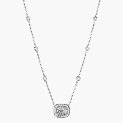 Art Deco Emerald Cut Diamond Necklace