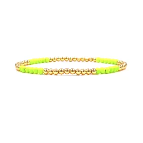 Ashley Gold Stainless Steel Gold Plated Assorted Yellow Enamel Ball Beaded Stretch Bracelet