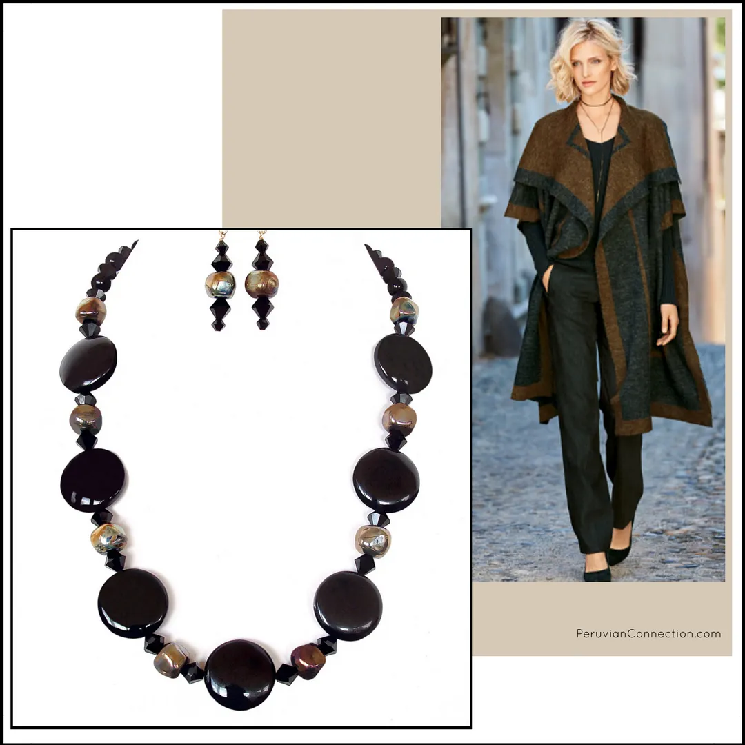 Audra: Black Gemstone Necklace Set